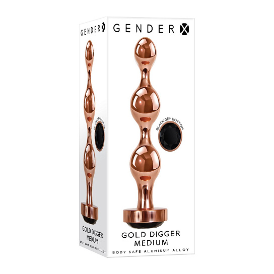 Золотой анальный стимулятор-елочка малый Gender X Gold Digger, средний