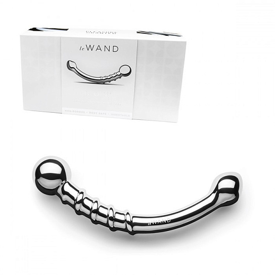 Изогнутый фаллоимитатор стальной со спиралью LE WAND BOW, 20 см