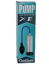 Помпа вакуумная Eroticon PUMP X2 с грушей и клапаном, прозрачная, 18 см