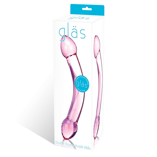 Изогнутый двухголовый стимулятор из стекла GLAS, 19 см