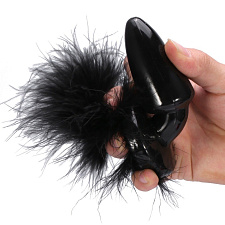Анальная втулка с хвостом Luxurious Tail Black Bunny