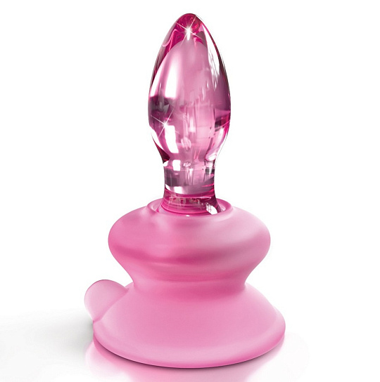 Стеклянная пробка Icicles с силиконовой присоской, розовая