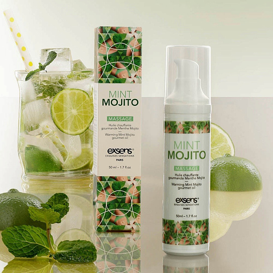 Согревающее масло-лубрикант для массажа с ароматом Мохито Exsens Gourmet Mint Mojito, 50 мл