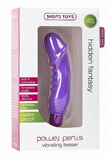 Вибратор с нежной поверхностью POWER PENIS, фиолетовый