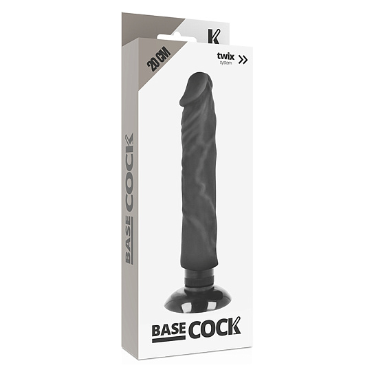 Реалистичный вибратор на присоске BASECOCK 20 см, черный