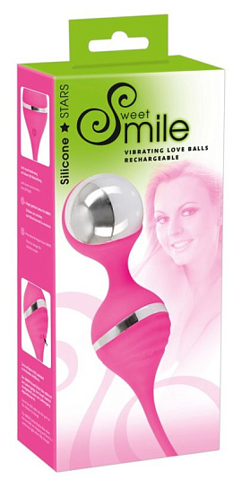 Розовые вагинальные виброшарики Love Balls 75 с USB, диаметр 3,7 см