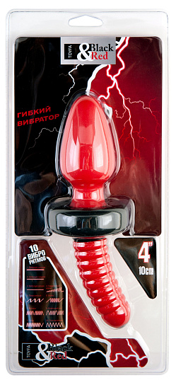 Мощная анальная втулка с виброрежимом, ToyFa Black & Red, красная