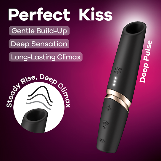Satisfyer Perfect Kiss — клиторальный вакуумный вибратор в форме помады, 30 режимов Satisfyer Perfect Kiss — клиторальный вакуумный вибратор в форме помады, 30 режимов