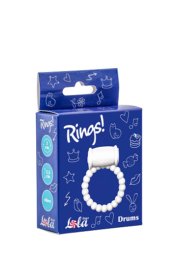 Эректильное кольцо Drums Pink Lola Rings бусинками, белое