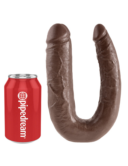 Фаллос двухголовый большой U-Shaped Large Double Trouble 17.8 см, коричневый