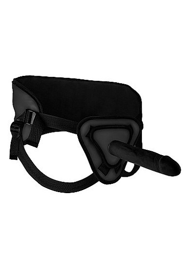 Член на удобных трусиках Deluxe Silicone Strap On, 25 см, черный