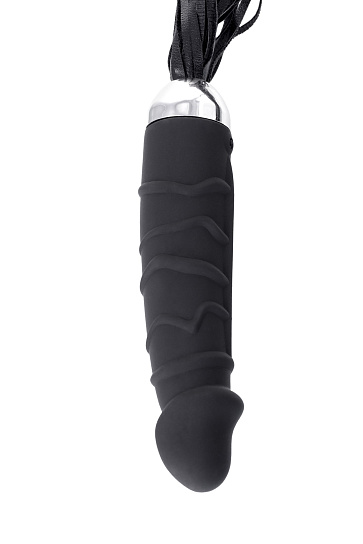 Силиконовый вибратор со встроенной плетью, 14 см, черный