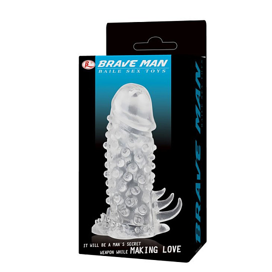 Brave Man насадка на член с пупырышками и усиками