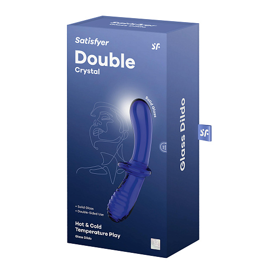 Двусторонний стеклянный дилдо Satisfyer Double Crystal, синий