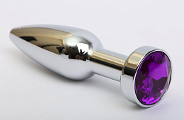 Анальная пробка металлическая с фиолетовым кристаллом