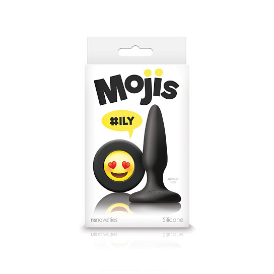 Небольшая силиконовая анальная втулка Moji's с эмоджи, черная