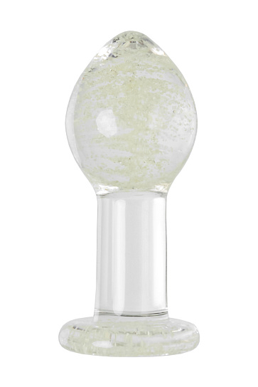 Стеклянная анальная пробка Sexus Glass, светится в темноте, 6.5 см, прозрачная