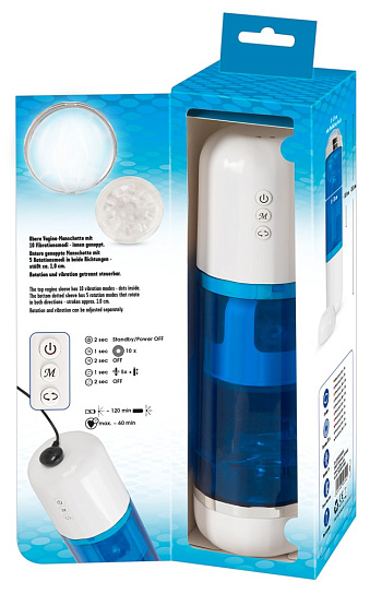 Мастурбатор с тремя функциям: ротация, вибрация и эффект посасывания