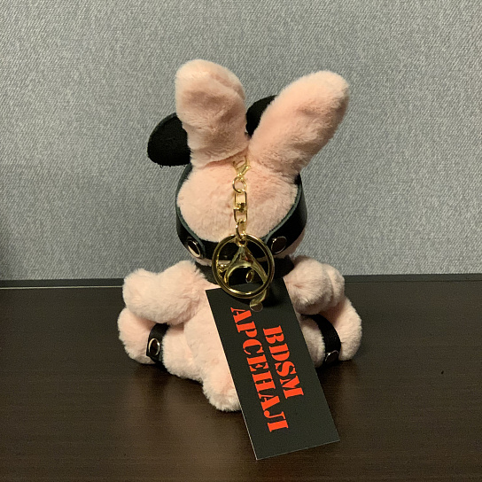 Подарочный бдсм-зайчик BDSM-Арсенал в маске мышки розовый, мини-размер