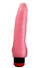 Розовый гелевый вибратор с головкой и складочками LoveToy 17,5 см