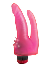 Розовый анально-вагинальный вибратор с усиками Bioclon