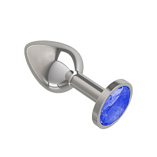 Анальная пробка Silver с синим кристаллом