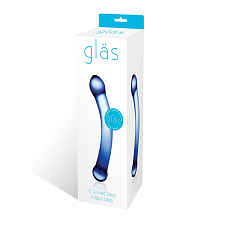 Стеклянный фалос для точки G - Curved G-Spot Glass Dildo, синий, 16 см