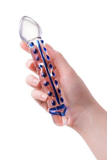 Стеклянный фаллос с двумя головками, 20 см