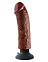 Большой вибратор-реалистик на присоске 3 в 1, Vibrating Cock, 23 см, коричневый