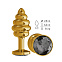 Анальная втулка с черным кристаллом и ребристым рельефом Gold Spiral