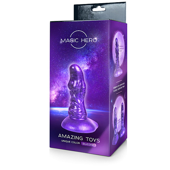 Необычный фаллоимитатор на присоске Magic Hero 19 см, фиолетовый