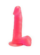 Фаллоимитатор на присоске с мошонкой розовый, Love Toy 16,5 см
