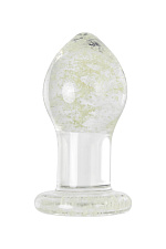 Стеклянная анальная пробка Sexus Glass, светится в темноте, 9 см, прозрачная