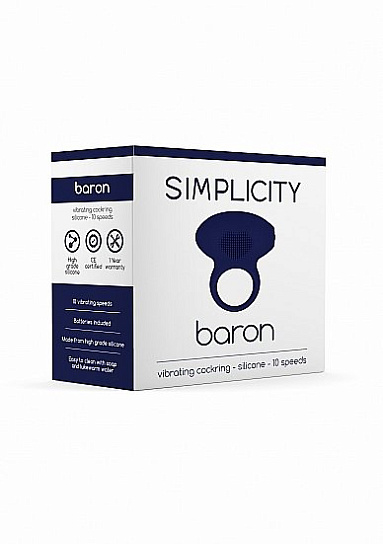 Вибрирующее кольцо Baron синее, 10 режимов, синее