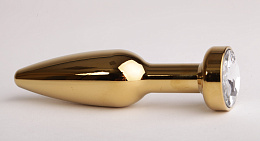 Анальная втулка под золото с прозрачным кристаллом, 4sexdream