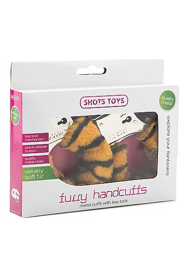 Плюшевые наручники FURRY HANDCUFFS, тигровые
