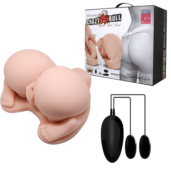 Реалистичный мастурбатор попка с двумя отверстиями с вибрацией