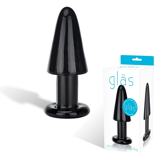 Черная анальная пробка из стекла Intruder Black Glass