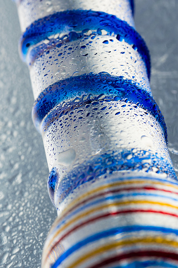 Стеклянный фаллос с рельефным стволом, 17 см