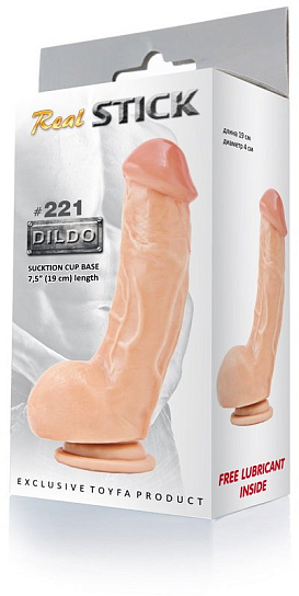 Фаллоимитатор RealStick #221 телесный с мошонкой, 19 см