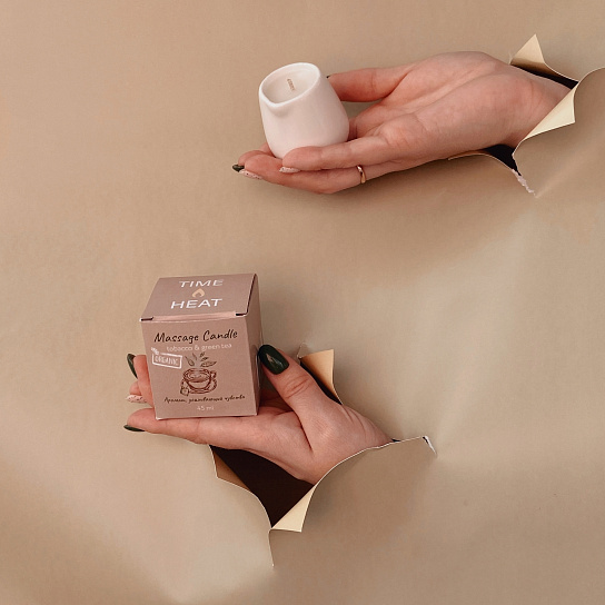 Массажная свеча Time Heat Tobacco & green tea, 45 мл