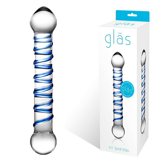 Двусторонний стеклянный фаллос Spiral Dildo, 17 см