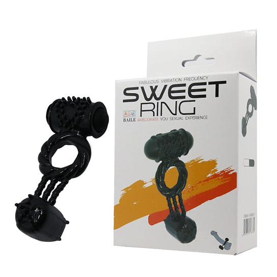 Виброкольцо с двумя пулями Sweet Ring цвет черный, Baile