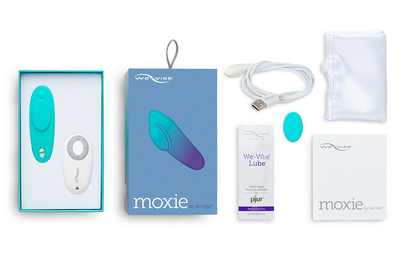 Клиторальный вибратор в трусики We-Vibe Moxie с пультом ДУ, бирюзовый