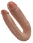 Фаллос двухголовый большой U-Shaped Large Double Trouble 17.8 см, загорелый