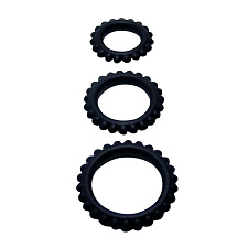 Комплект черных эрекционных колец Titan, 33, 38, 42 мм