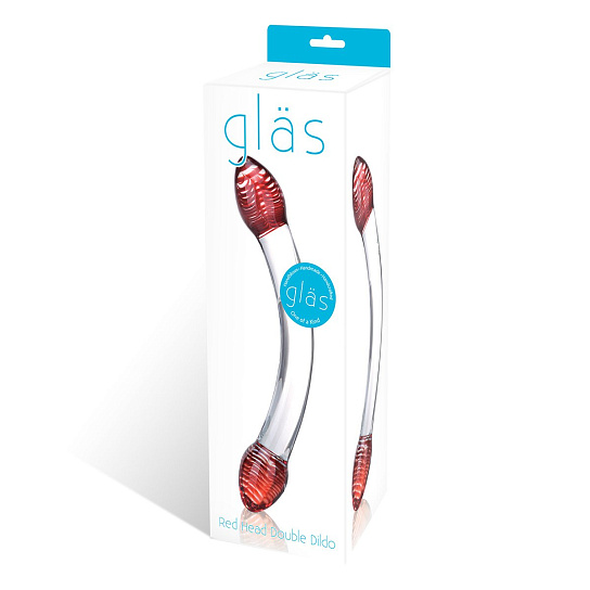 Изогнутый фаллоимитатор из стекла Red Head, 22 см