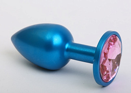 Анальная пробка из металла с синим оттенком, Luxurious Tail, розовый