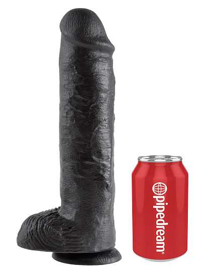 Фаллос-гигант 11 Cock with Balls на присоске, 15 см, черный