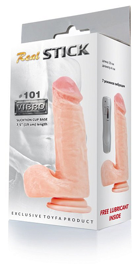 Вибратор RealStick 101 телесный, с выраженной головкой, 21 см